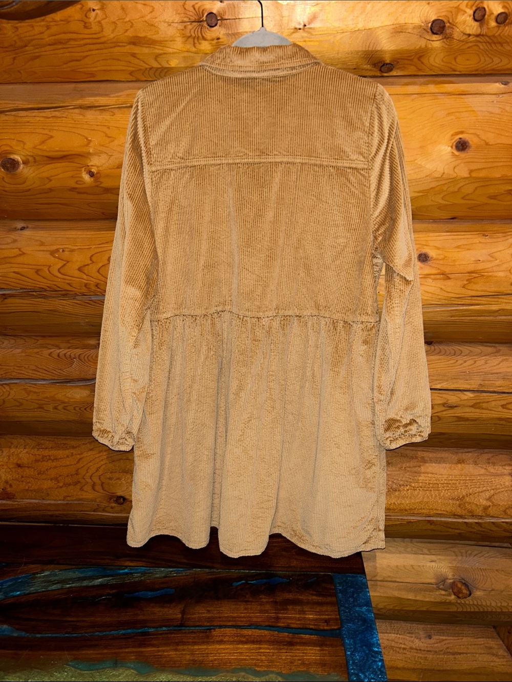 American Eagle NWOT Corduroy Babydoll Button Down Mini Size L Tall in Camel Tan - Picture 5 of 7